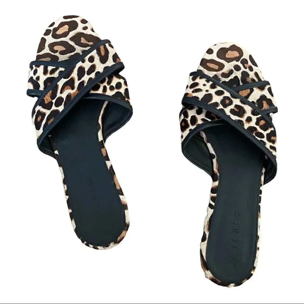 J. Crew | Cora Leopard Criss Cross  Sandals | 8